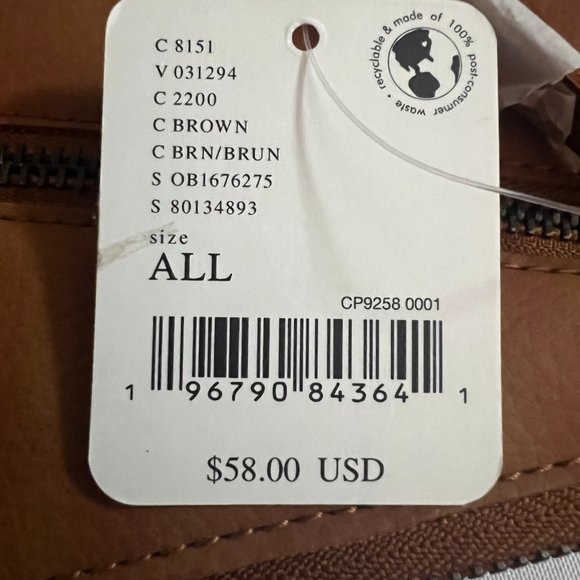 Free People Wallet Brown Distressed Vegan Wristlet Strap Zip Closer Clutch - Picture 4 of 4